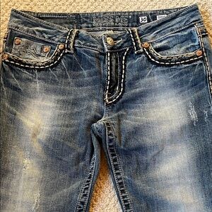 Miss Me Blue Boot Cut Jeans with Stitch Detailing